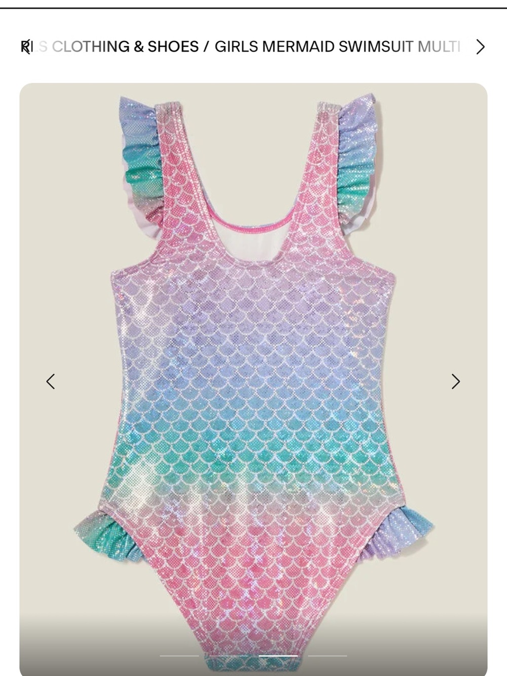 Angels Girls Mermaid Swimsuit, 3-4 years
